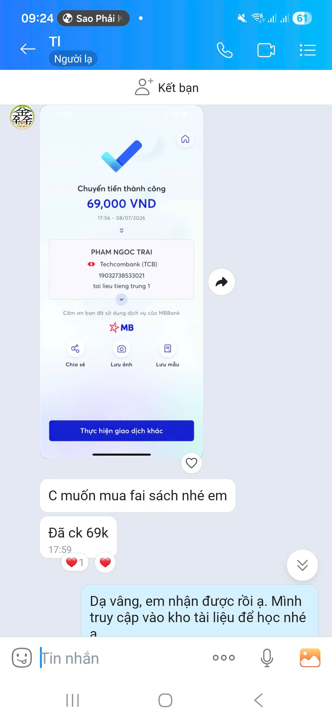 Giao dịch thành công